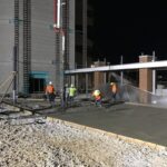 concrete slab, concrete pour, concrete pump hose