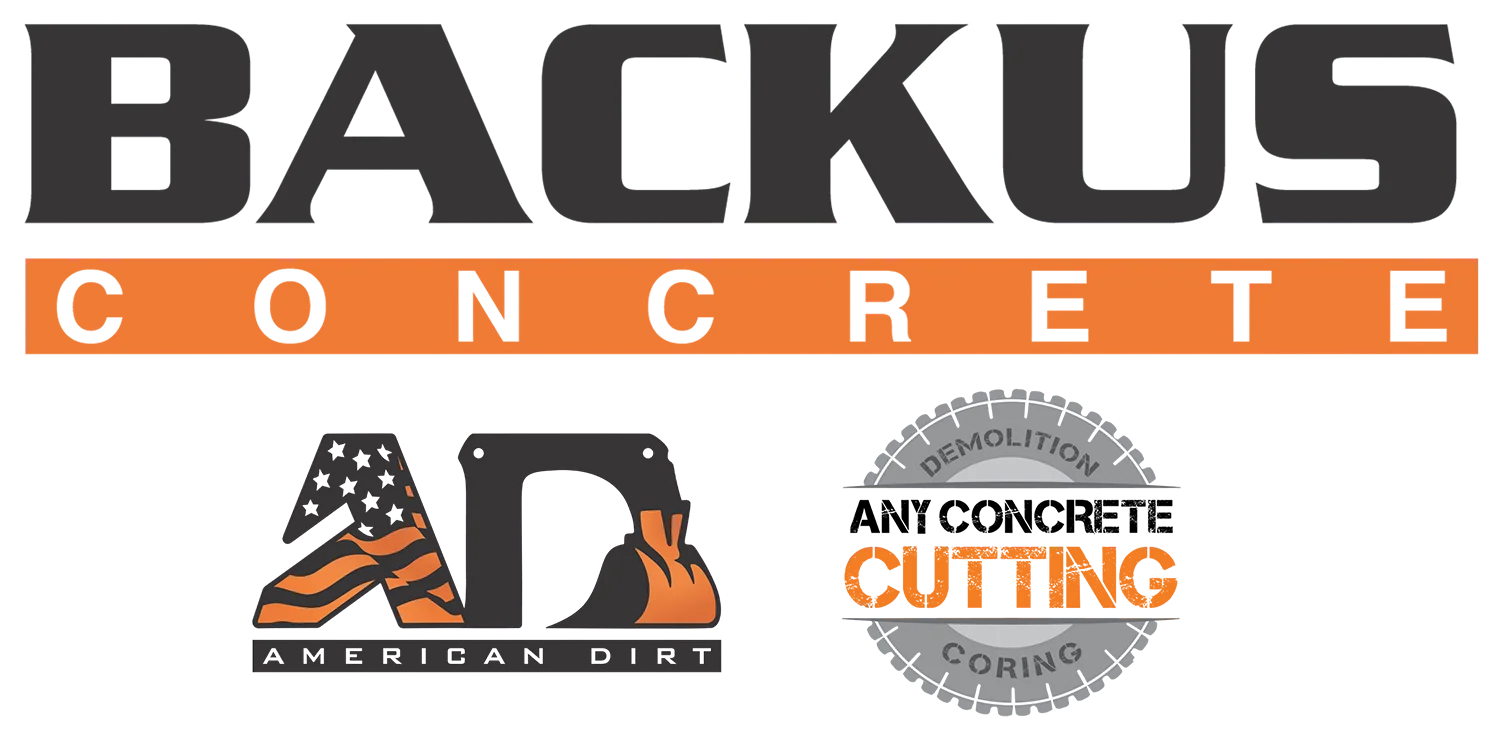 Backus Concrete logo, American Dirt logo, Any Concrete Cutting logo